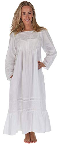 Inconnu The 1 for U 100% Cotton Style Victorien Robe de Nuit avec Poches - Violet- XS - XXXL - Blanc, XXL