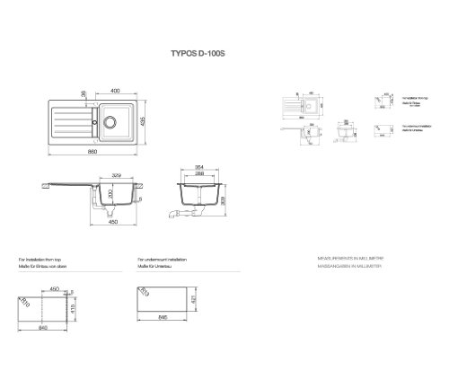 Schock Spüle Typos D-100S Auflage, nero, TYPD100SAGNE - 2