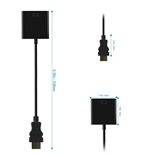 HDMI auf VGA Kabel Badalink Adapter HDMI to VGA Konverter 1080P HDTV, Kompatibel mit Macbook, Chromebook, DVD Player, Laptop, Ultrabook und andere HDMI Eingang Geräte, Schwarz - 5