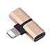 Produktbild Vazan - Dual 2 in1 für Lightning Adapter Ladeadapter für iPhone 8 Plus X IOS 10 11 12 Ladegerät Splitter-Kopfhörer-Adapter-Konverter [Gold]