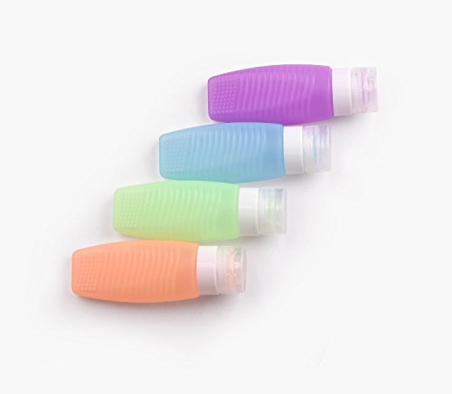 Schönes Leben* 4er Set Silikon Reiseflaschen mit Waschbrett Funktion Travel Bottles Leerflaschen für Shampoo, Creme, Spülung, Körperpflege - 6