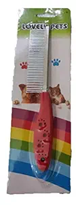Pet Trends Paw Print Handle Single One Steel Needles Dog Comb Pet Comb Hairbrush Grooming for Dogs Cat Cleaning Supplies(Red) (Pack of 1)