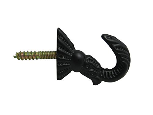 3 x Zierhaken Haken Wandhaken Raffhaken Raffhalter Handtuchhaken schwarz matt Schmiedeeisen