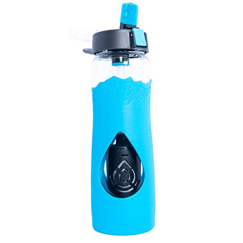 Escape Botella de agua con filtro de cristal filtrado, 24oz, azul americano, elimina el fluoruro, plomo, PFOA, PFOS, cromo 6, COV, Giardia, Cryptosporidium y 99,99% de contaminantes de agua sin BPA