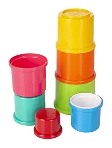 Funskool Giggles - Stacking Drums, Multicolour stacking Blocks with Animals, Helps to Sort,Stack and Nest, 12 months & above, Infant and Preschool Toys