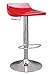 Produktbild Set of 2 Sybill modern style retro look Red finish and chrome adjustable bar stools with flat back and chrome base with hydraulic lift by ACM