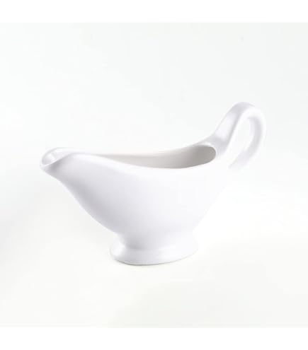 Bruntmor 11 Oz White Ceramic Gravy Boat With Tray, 11 Ounce Small Ceramic