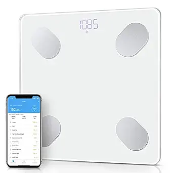 RAKITIC Bluetooth Electronic Thick Tempered Glass LED Display Electronic Digital Personal Bluetooth Bathroom Health Body,Health & Personal Care Weight Scale for Human Body (WHITE)
