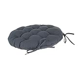 Set aus 4 runden Stuhlkissen mit Befestigung – Durchmesser 40 cm – Gesteppt und 100% Baumwolle – Farbe GRAU BLAU - 2