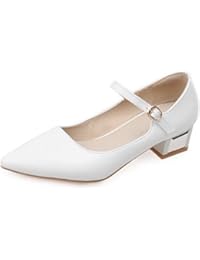 VogueZone009 Mujeres Puntera en Punta Cerrada Mini Tacón Sólido Hebilla De salón con Metal