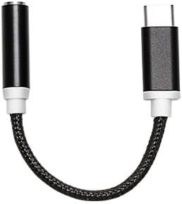 Type C to 3.5mm Audio Headphone Jack Stereo Adapter Connector, Bkayp Nylon Braided Type C to 3.5mm Female Microphone Adapter Cable for Moto Z, Letv Le Pro 3(Black) - Not Support Computer and HTC Phone