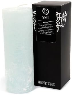 Melt Rustic Scented Pillar Candle - Angel, Light Blue Tall and Thin