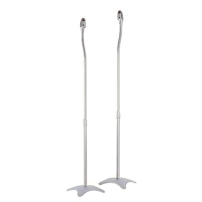 Electronic-Star - 2 Pieds Enceintes, Universels pour Enceintes Satellites et haut-parleurs (Fixation universelle, hauteur réglable : 68-110 cm) - argent