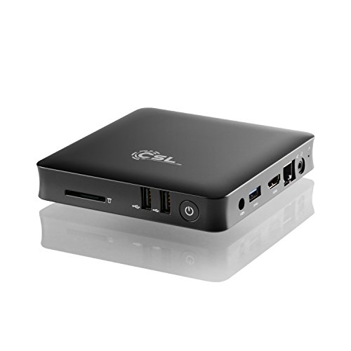 Mini PC – lautlose CSL Narrow Box 4K / Win 10 schwarz – Silent-PC mit Intel QuadCore CPU 1920MHz, 32GB SSD, Intel HD, WLAN, USB 3.1, HDMI, SD, Bluetooth, Windows 10 - 2