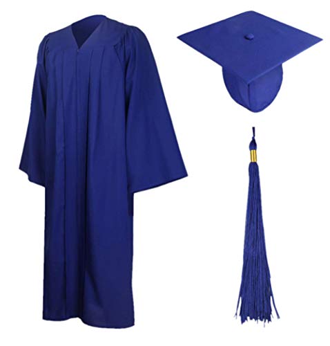 GraduationMall La Borla Mate del Casquillo del Vestido de la graduación fijó para la Escuela Secundaria y el Soltero Royal Blue 45(5'0