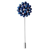 Fenical Bouton rein Épinglette en forme de fleur strass/cristal Cravate Broche Pour Femmes Hommes Vêtement Costume Veste Manteaux Cravate (Bleu)