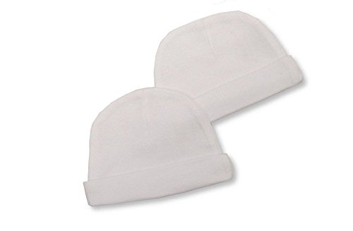 Pack of 2 Premature Baby Hats White - 100% Cotton