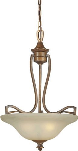Forte Lighting 2283-03-41 Transitional 3-Light Pendant with Umber Mist Glass, Rustic Sienna Finish by Forte Lighting