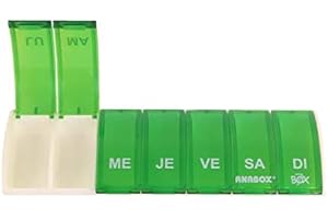 Pilulier Hebdomadaire | Box7 | 7 Cases | Large choix de couleurs | Anabox (Vert)