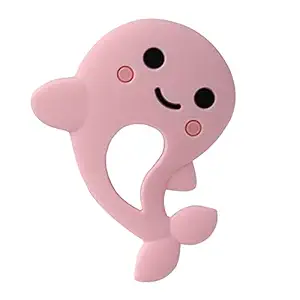 YOUSTYLO - YOU ARE PRIORITY Dolphin Design Baby Teether Toy | Natural & Organic BPA-Free Silicone | Textured Infant Teething Relief | Dishwasher-Safe | Cute Chew Toys for Boys, Girls, Babies (Pink)