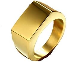 Anyeda Engagement Rings Men Stainless Steel Rectangular Slip Surface Hyperallergenic