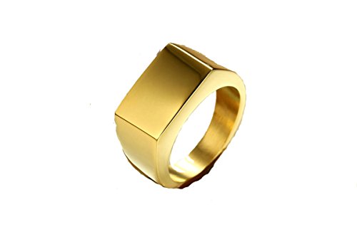 Anyeda Engagement Rings Men Stainless Steel Rectangular Slip Surface Hyperallergenic