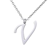 Morella Collier pour Femmes en Acier Inoxydable Argent avec Pendentif Lettre V