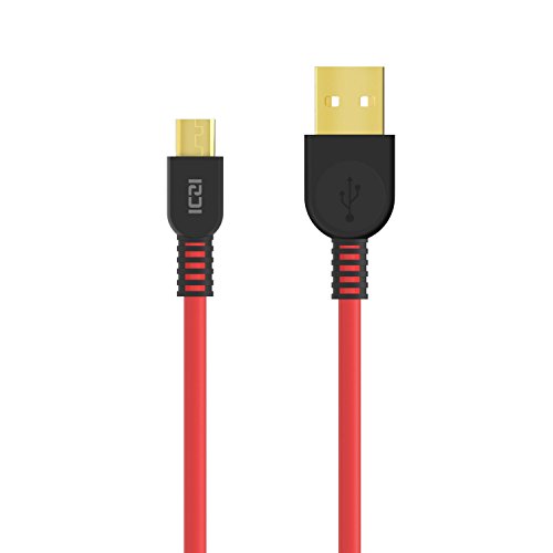 ICZI Cavo Micro USB Carica Rapida [ 5 Pezzi: 0.3m Ã— 2 + 1m Ã— 2 + 1.8m Ã— 1 ], Connettori Placcati in Oro, Cavi per Trasferimento Dati e Ricarica per Android, Huawei P10 Lite/P8 Lite 2017, Serie Samsung Galaxy J, HTC, Nokia, LG, Kindle ed altri - Rosso
