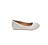  Damen Geschlossene Ballerina Spitz Sandalen Braut Hochzeit Schuhe, Wei?, 38