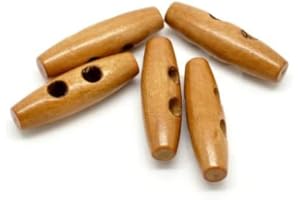 SIMPLY CRAFTS Pack of 10 4cm Toggles Buttons 40mm Golden Wooden, for Sewing Knitting Aran Duffle Coat