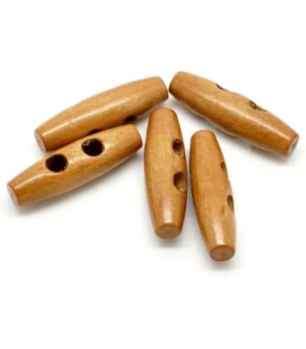 MoonyLI 4 Bottoni A Leva In Resina Forma Di Dente/Corno, 5,5x2 Cm, 2 Fori, Per Cucito, Pellicce, Giacche E Accessori Fai Da Te, Marrone