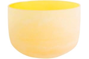 ENERGYSOUND 432 Hz Tono perfecto Frosted E Plexo solar Chakra de color amarillo Cuenco de canto de cristal de cuarzo 20 cm - Terapia de yoga Curación de sonido