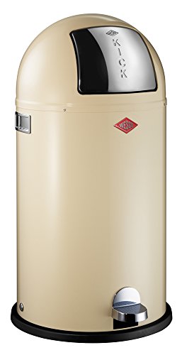 Wesco Kickboy Powder Coated Steel Waste Bin, 40 Litre, Almond