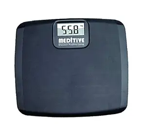 MEDITIVE fiber body weighing machine digital for human, Capacity 180 Kg, Black
