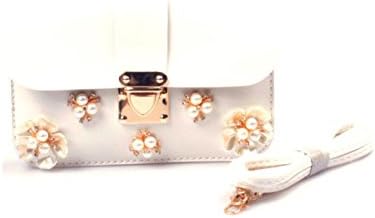 GSHGA Women's Handbags Diamond Bearded Flowers Cross Package Retro Chain Shoulder Bag,White