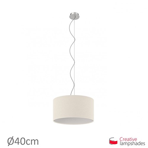 Lampenschirm Zylinder Sand Leinwand – Durchmesser 35cm – H. 22cm, Amerikanisch F10, Nein - 8