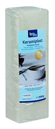 Glorex 68070301 Keramiplast Modellier-masse, 2500 g, weiß