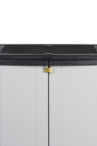 Solider Kunststoffschrank mit einem höhenverstellbaren Einlegeboden. Maße: 67 x 37,5 x 85 cm. In zeitlosem Design, Grau. - 5