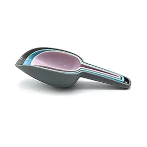 GALOOF Ice Scoop Set of 3 Multipurpose Kitchen Nesting Scooper for Grains, Flour, Ice Bucket, Coffee, Pet Food, Powder, Grocery Stores (Multi Color)