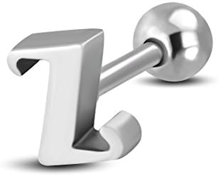 Stainless Steel Alphabet Initial/Letter Z Tragus/ Cartilage Barbell Stud Earring