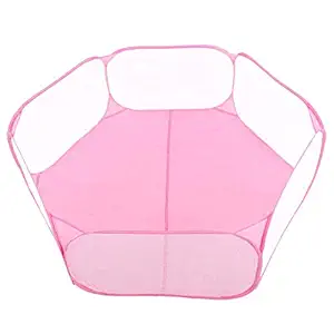 Pet Playpen, Transparent Portable Pet Folding Fence Non?Woven Fabric Small for Playing for Rest(Pink)