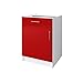 Produktbild OBI Caisson bas de cuisine avec 1 porte, 1 tiroir L 60 cm - Blanc et rouge laqué brillant