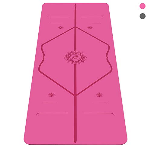 Liforme Tapis de Yoga Gratitude Le Tapis de Yoga Écologique et Antidérapant avec Un Système d'Alignement Unique et Original - Biodégradable et Adhérence Extrême - Édition Spéciale - Rose