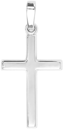 MyGold cross pendant (without chain), yellow, gold, white, 375/585/750 gold, (9 ct / 14k / 18k), 25 mm x 12 mm gloss necklace pendant, gold pendant, gold cross, gift Landour, MOD 02220 Silver