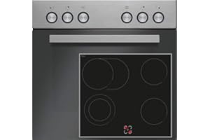 AMICA Einbauherd Set | Backofen mit Grill und Umluft | Rahmenloses Glaskeramik Kochfeld mit Zweikreis und Bräterzone | Timer | Steam Clean (EHPC 935 001 E) (EHC 933 011 E)