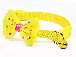 RvPaws Dog Collar with Bell-Bow Tie Cute Safety Collars for Puppies and Small Dogs (Color Yellow)