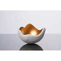 Lichtschale gold, Größe S, Beton weiss | Unikat handmade | Geburtstagsgeschenk | Einzigartiges Geschenk | Ostern