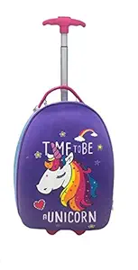 Tiyahi Hard Canvas Luggage Trolley Bag for Teens - Backpack for Kids Boys and Girls, Cartoon Travel Bag Suitcase (Unicorn Purple)