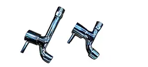 RAMONI Brass Long Body taps Steel and bib Cock 2 pcs Set Chrome