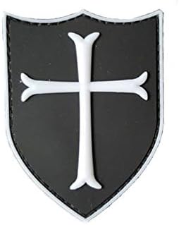 Generic Cross Crusader Shield Navy Seal Devgru Red USA Army Tactical Swat Patch Rubber 3D PVC Morale Badge Army Military Patches: White Glow
